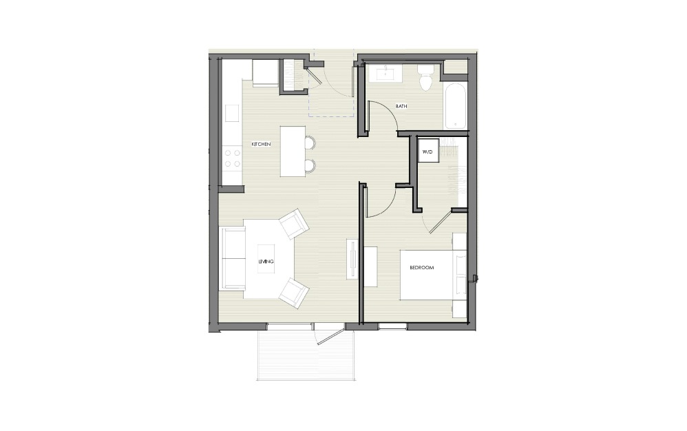 1 Bedroom - 1 bedroom floorplan layout with 1 bath and 680 to 715 square feet. (Layout 1)