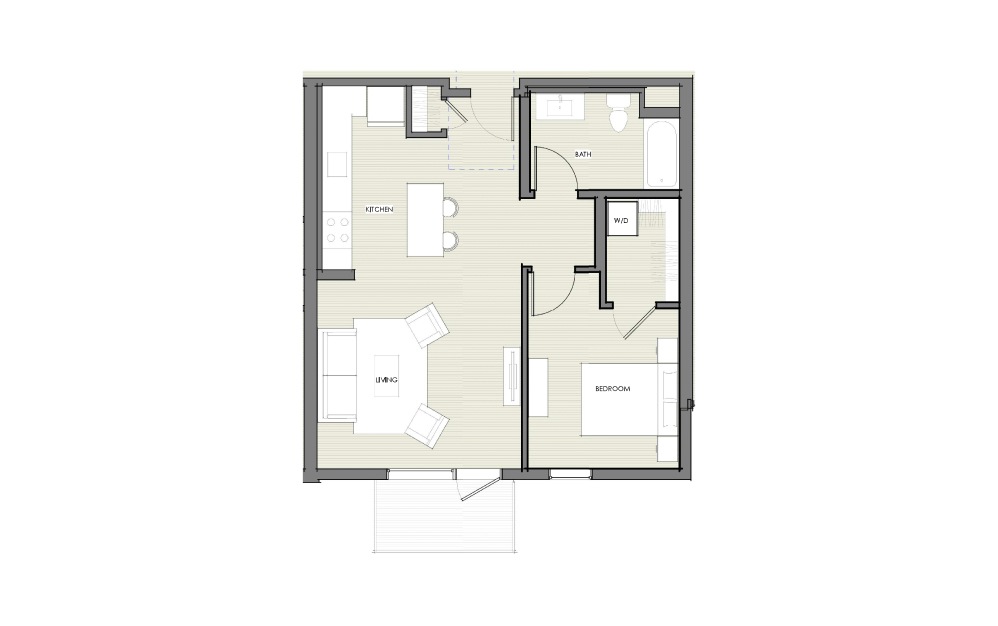 1 Bedroom - 1 bedroom floorplan layout with 1 bathroom and 680 - 715 square feet (Layout 1
)