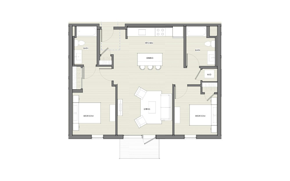 2 Bedroom - 2 bedroom floorplan layout with 2 bathrooms and 990 square feet (Layout 1
)